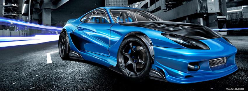 Photo blue sports car Facebook Cover for Free