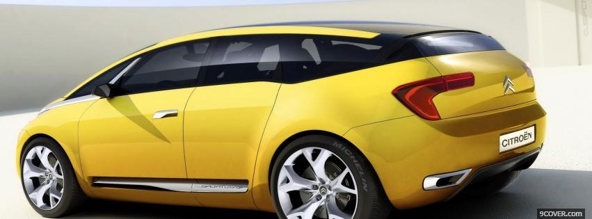 Photo yellow citroen car Facebook Cover for Free