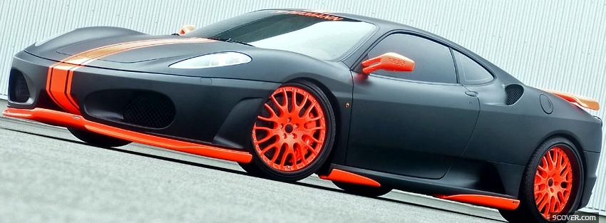Photo black and orange ferrari car Facebook Cover for Free