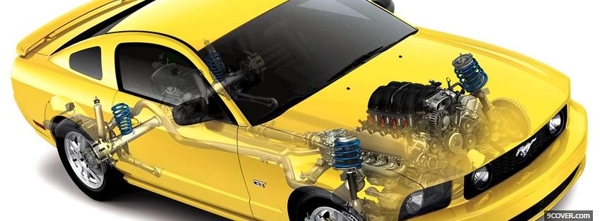 Photo yellow mustang car parts Facebook Cover for Free
