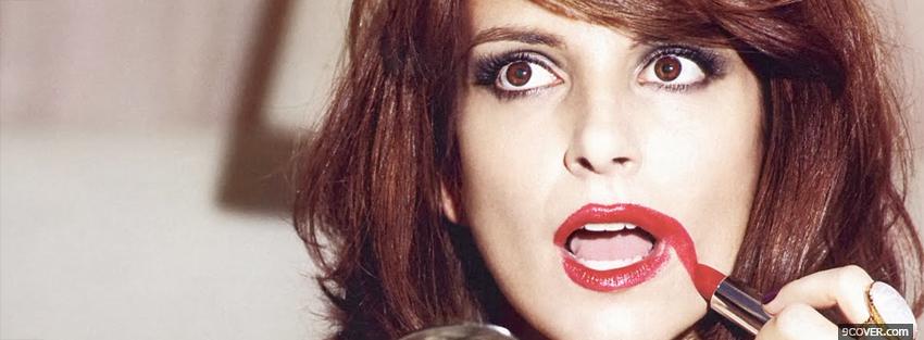 Photo tina fey red lipstick mistake Facebook Cover for Free