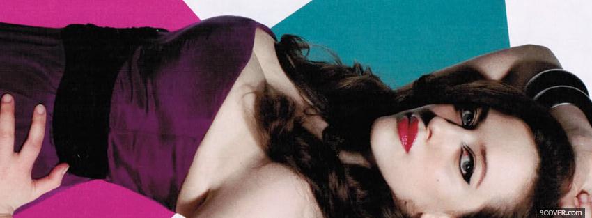 Photo red lips purple dress kat dennings Facebook Cover for Free