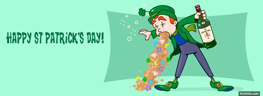 Photo funny leprechaun vomiting cereal Facebook Cover for Free