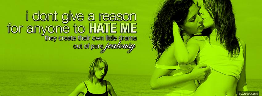 Photo girls kissing pure jealousy quotes Facebook Cover for Free