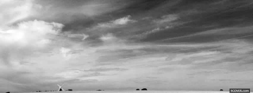 Photo black and white scenery of the sky Facebook Cover for Free