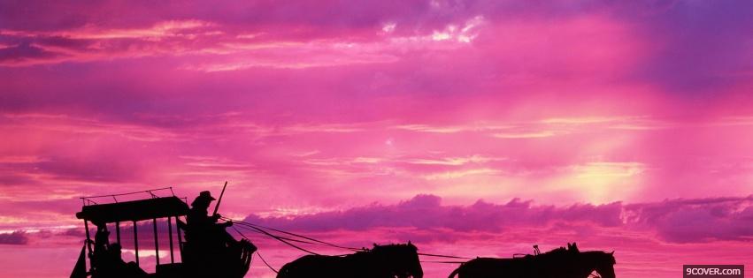 Photo nature sky and horses with carriage Facebook Cover for Free