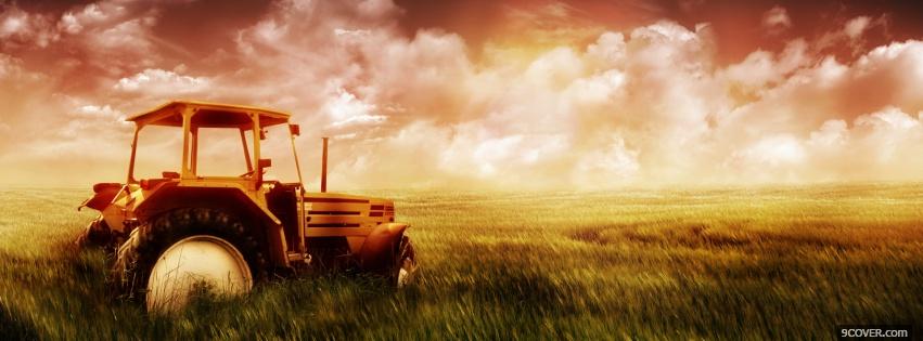 Photo tractor and great sky Facebook Cover for Free