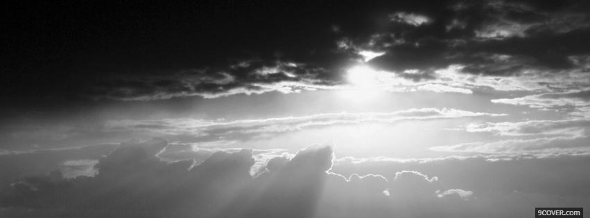 Photo black and white sun out of the clouds Facebook Cover for Free