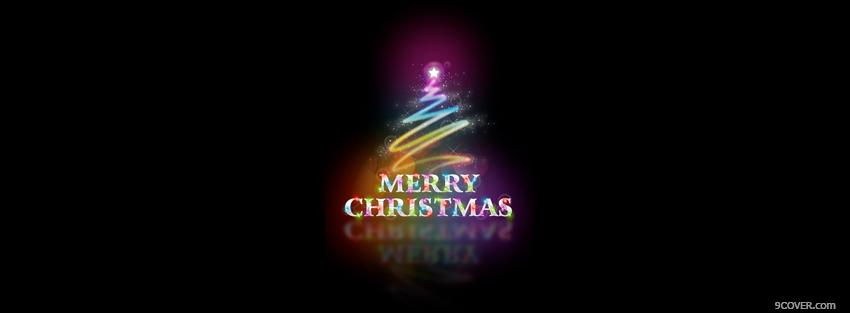 Photo merry christmas neon tree Facebook Cover for Free