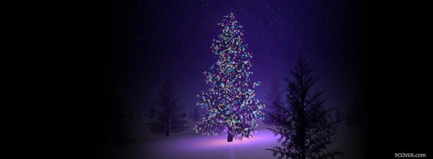 Photo christmas tree in forest Facebook Cover for Free