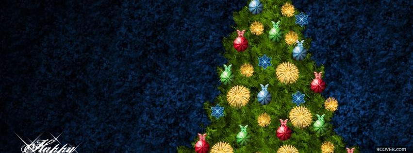 Photo christmas tree with ornaments Facebook Cover for Free