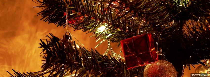 Photo nice christmas decorations on tree Facebook Cover for Free