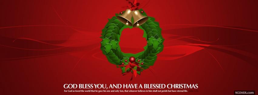 Photo christmas wreath and bells Facebook Cover for Free