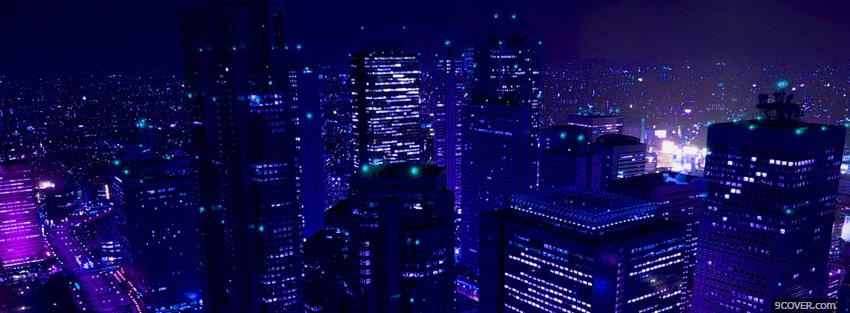 Photo city beautiful night lights Facebook Cover for Free