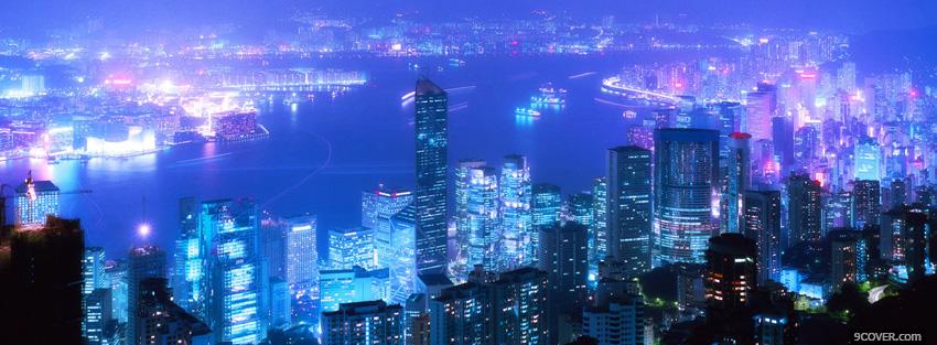 Photo beautiful city lights and buildings Facebook Cover for Free
