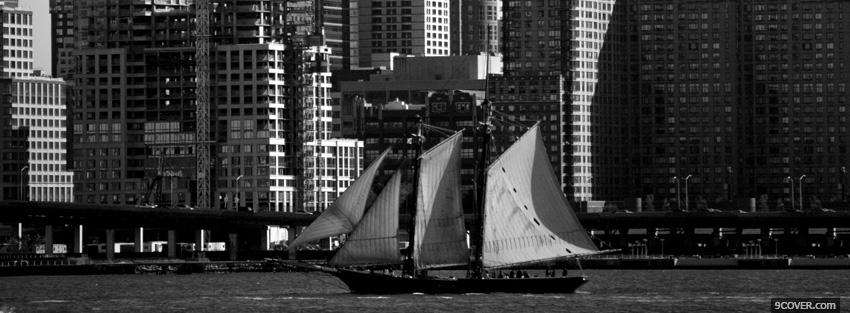 Photo black and white sailboat Facebook Cover for Free