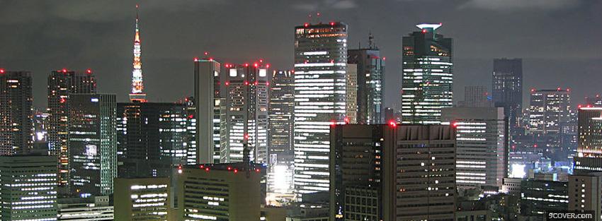 Photo tokyo at night buildings Facebook Cover for Free