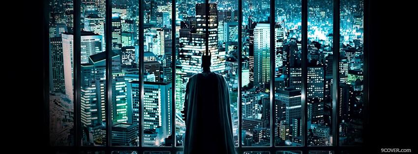 Photo movie batman looking at the city Facebook Cover for Free