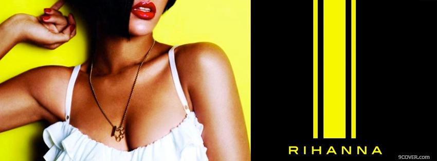 Photo rihanna red lips Facebook Cover for Free