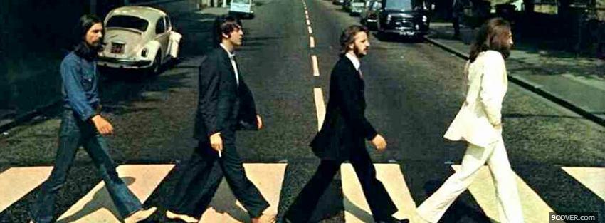 Photo beatles walking on the street Facebook Cover for Free