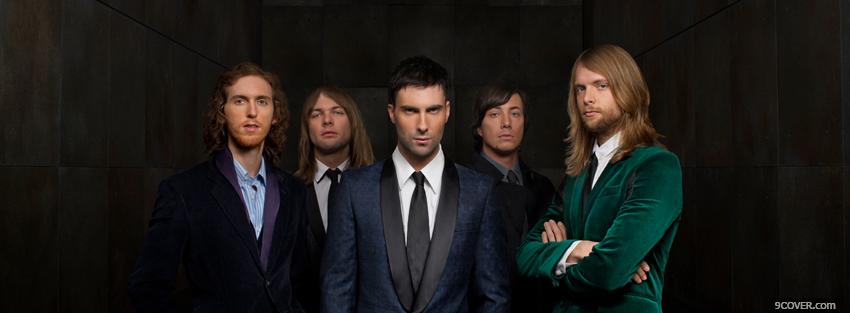 Photo serious maroon 5 in suits Facebook Cover for Free