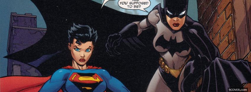 Photo batwoman and superwoman cartoons Facebook Cover for Free