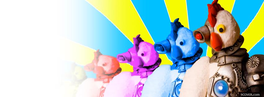 Photo colorful robot chiken Facebook Cover for Free