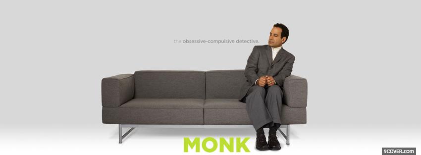 Photo tv shows monk on grey couch Facebook Cover for Free