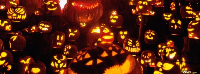 Photo different carved pumpkins Facebook Cover for Free