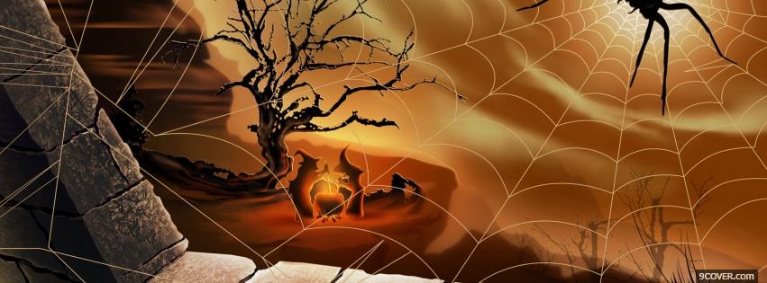 Photo spooky halloween spider Facebook Cover for Free