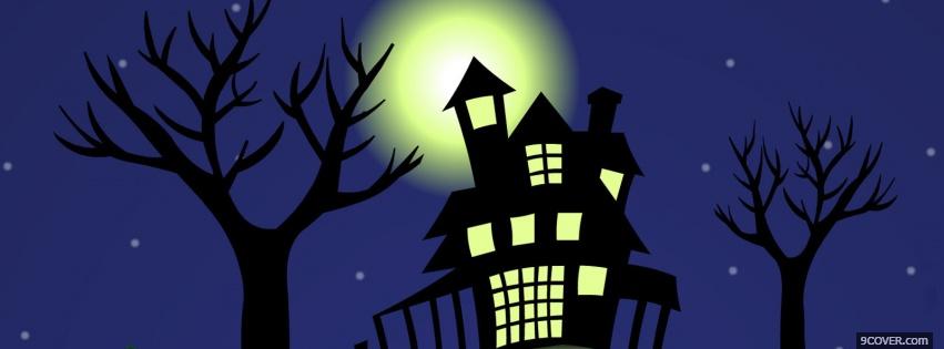 Photo haunted house at night Facebook Cover for Free