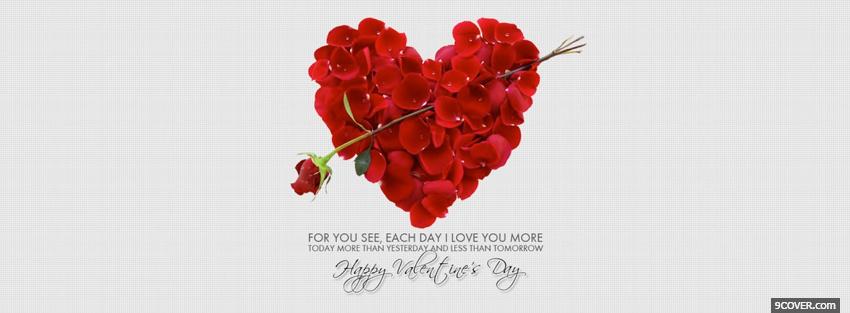 Photo heart made of red flowers Facebook Cover for Free