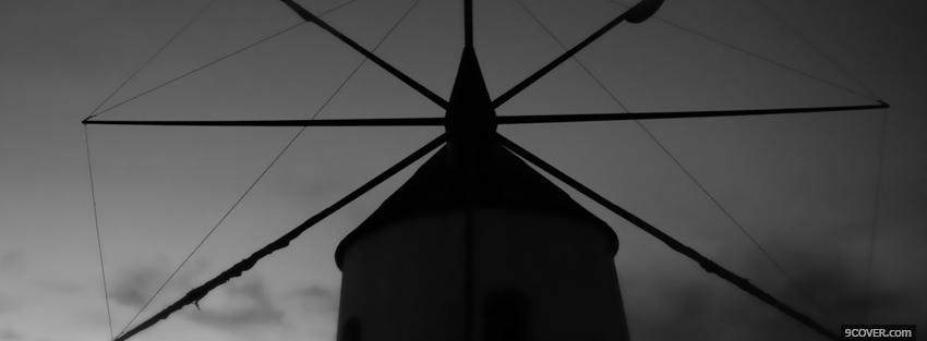 Photo old black and white windmill Facebook Cover for Free