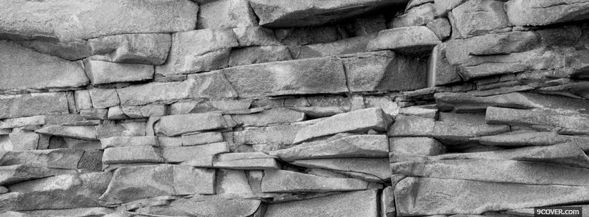 Photo blakc and white rocky wall Facebook Cover for Free