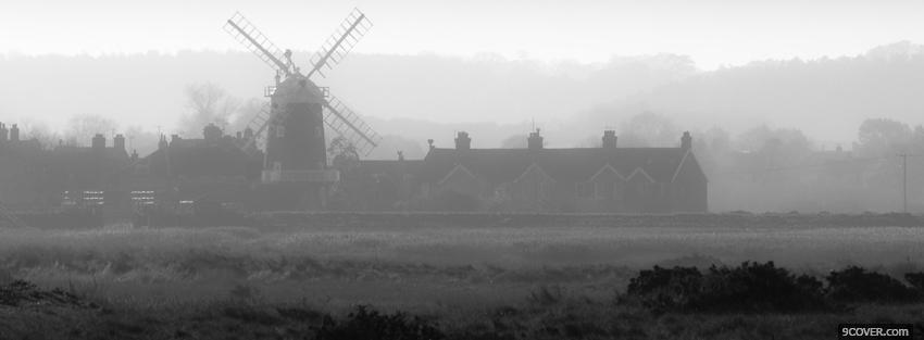 Photo fog and windmill Facebook Cover for Free