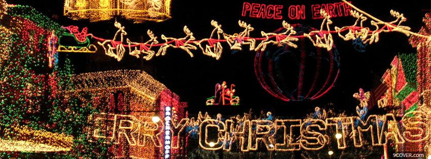 Photo Merry Christmas lights Facebook Cover for Free