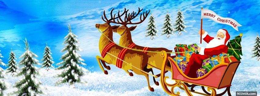 Photo merry christmas with santa claus Facebook Cover for Free