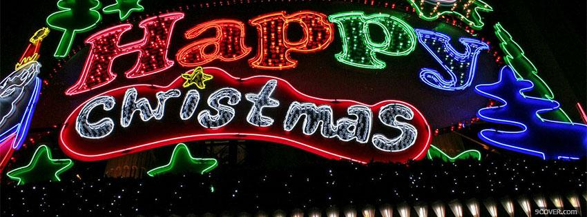 Photo Happy Christmas Lights Facebook Cover for Free