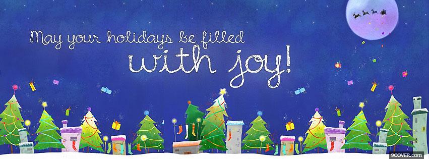 Photo Happy Holidays Christmas Facebook Cover for Free