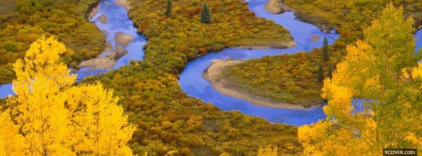 Photo autumn river nature Facebook Cover for Free