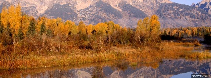 Photo autumn trees mountains nature Facebook Cover for Free