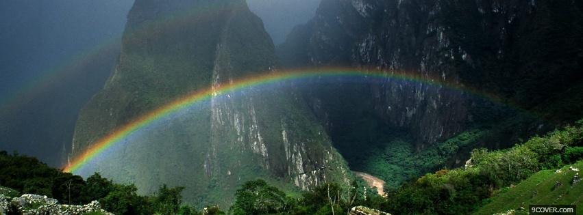 Photo forest rainbow nature Facebook Cover for Free