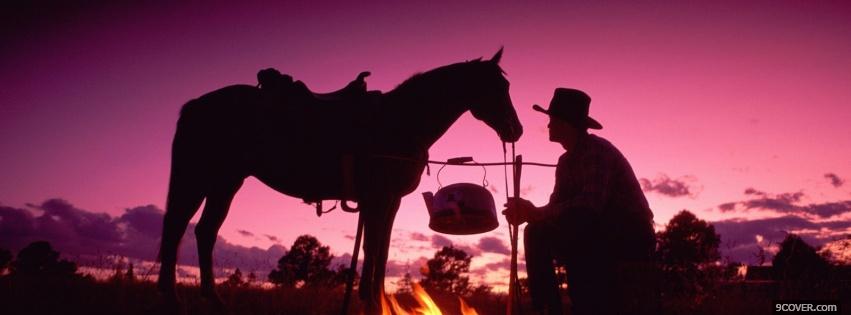 Photo man and horse nature Facebook Cover for Free