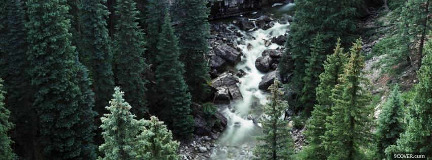 Photo forest and river nature Facebook Cover for Free