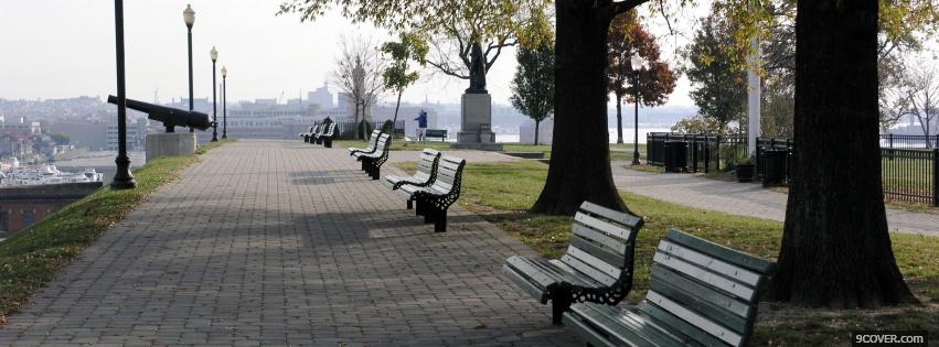 Photo benches trees nature Facebook Cover for Free