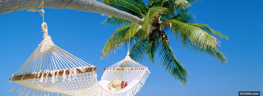Photo hammock palm tree nature Facebook Cover for Free