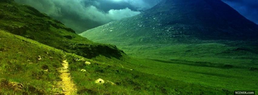 Photo big green mountains nature Facebook Cover for Free