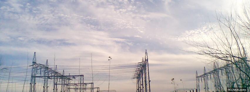 Photo electrical lines sky nature Facebook Cover for Free
