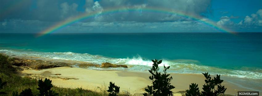 Photo beach and rainbow nature Facebook Cover for Free