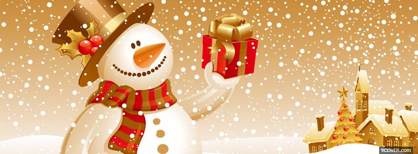 Photo snowman and present christmas Facebook Cover for Free
